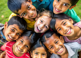 Children playing and learning